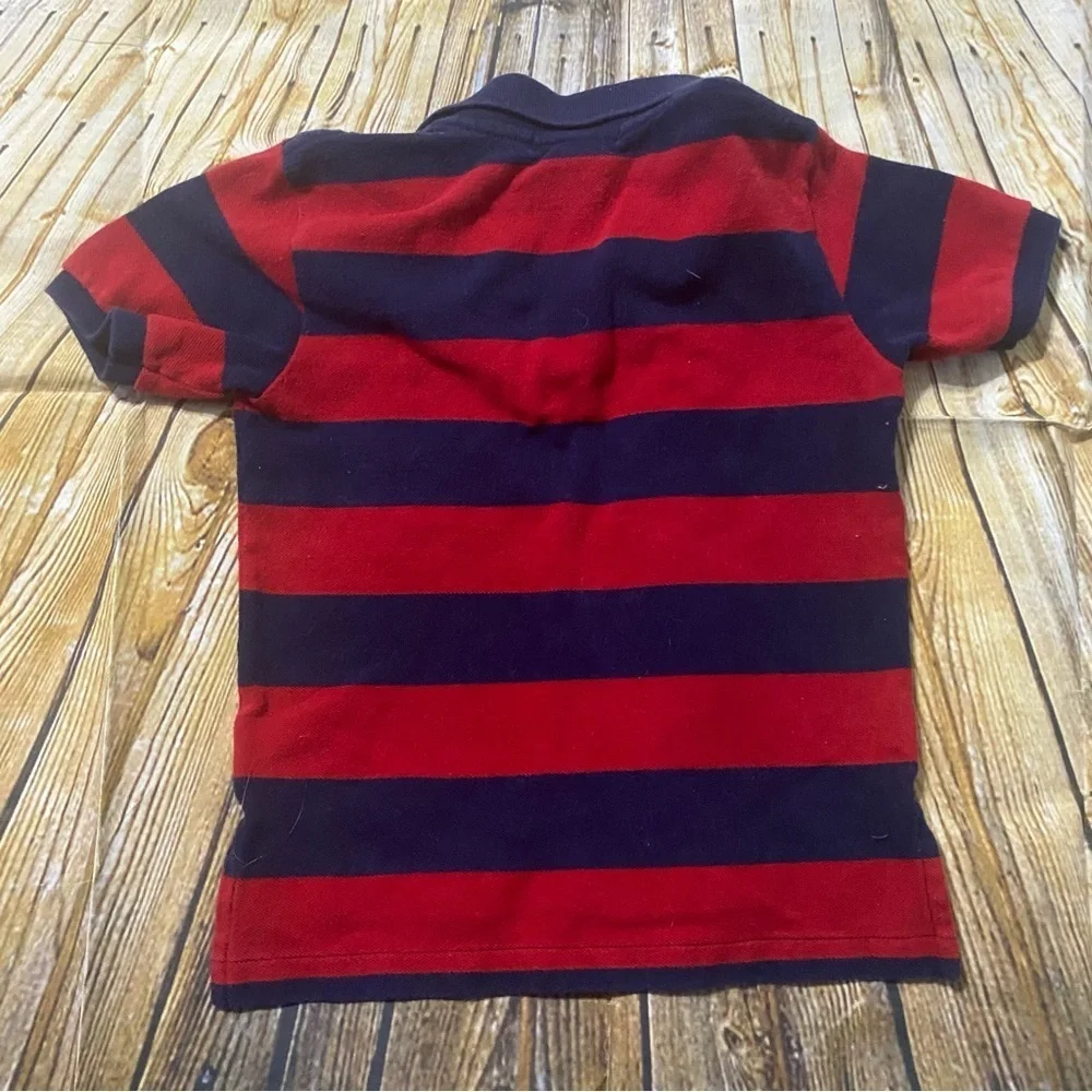 Polo Ralph Lauren Red Blue Striped Cotton Polo Shirt